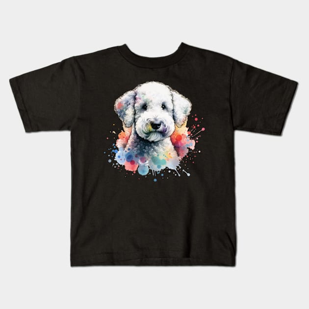 Watercolor Bedlington Terrier Kids T-Shirt by The Jumping Cart